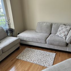 Beige 3 Piece Sectional Sofa with LAF Chaise