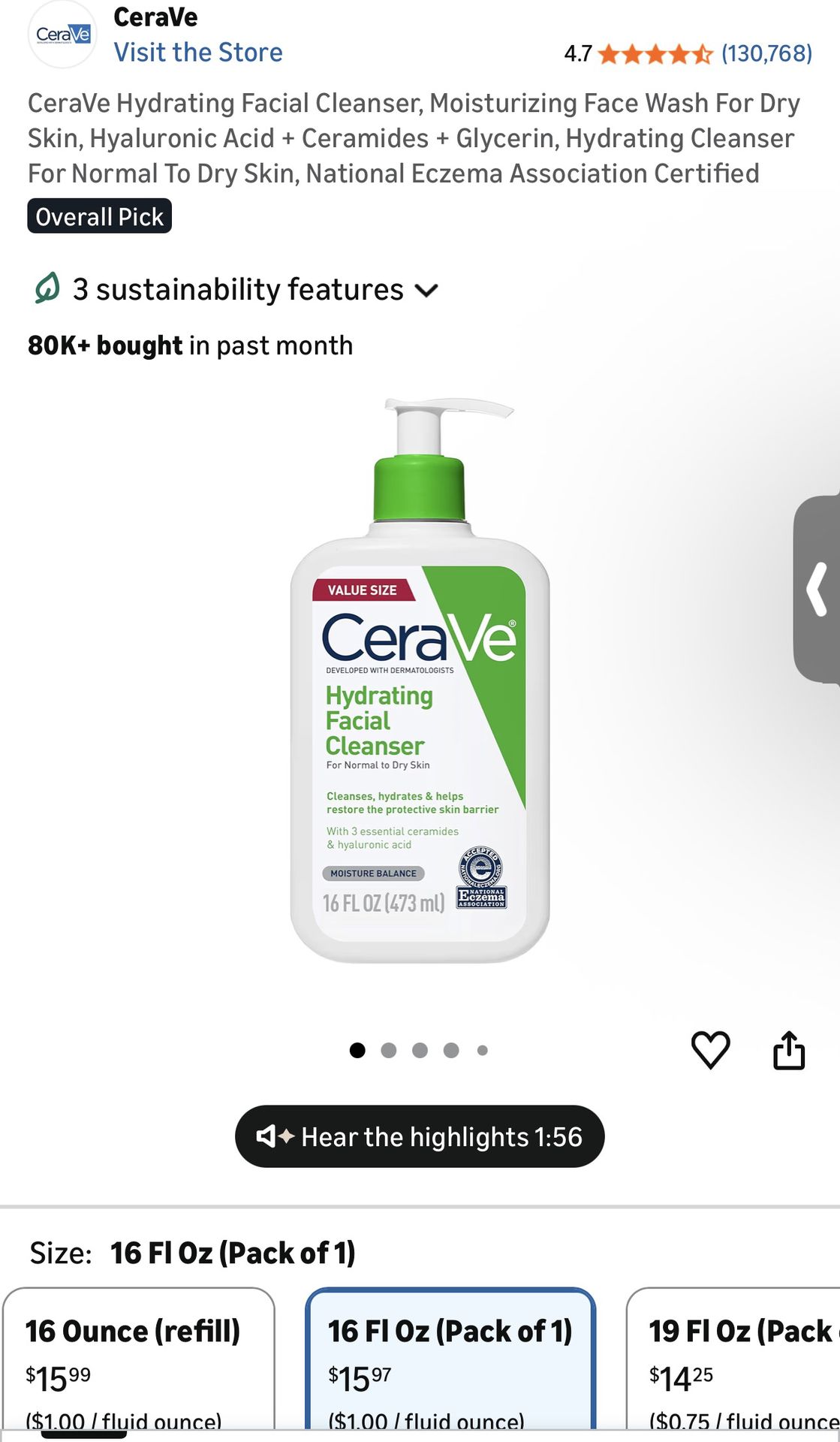 Cera Ve hydrating facial cleanser