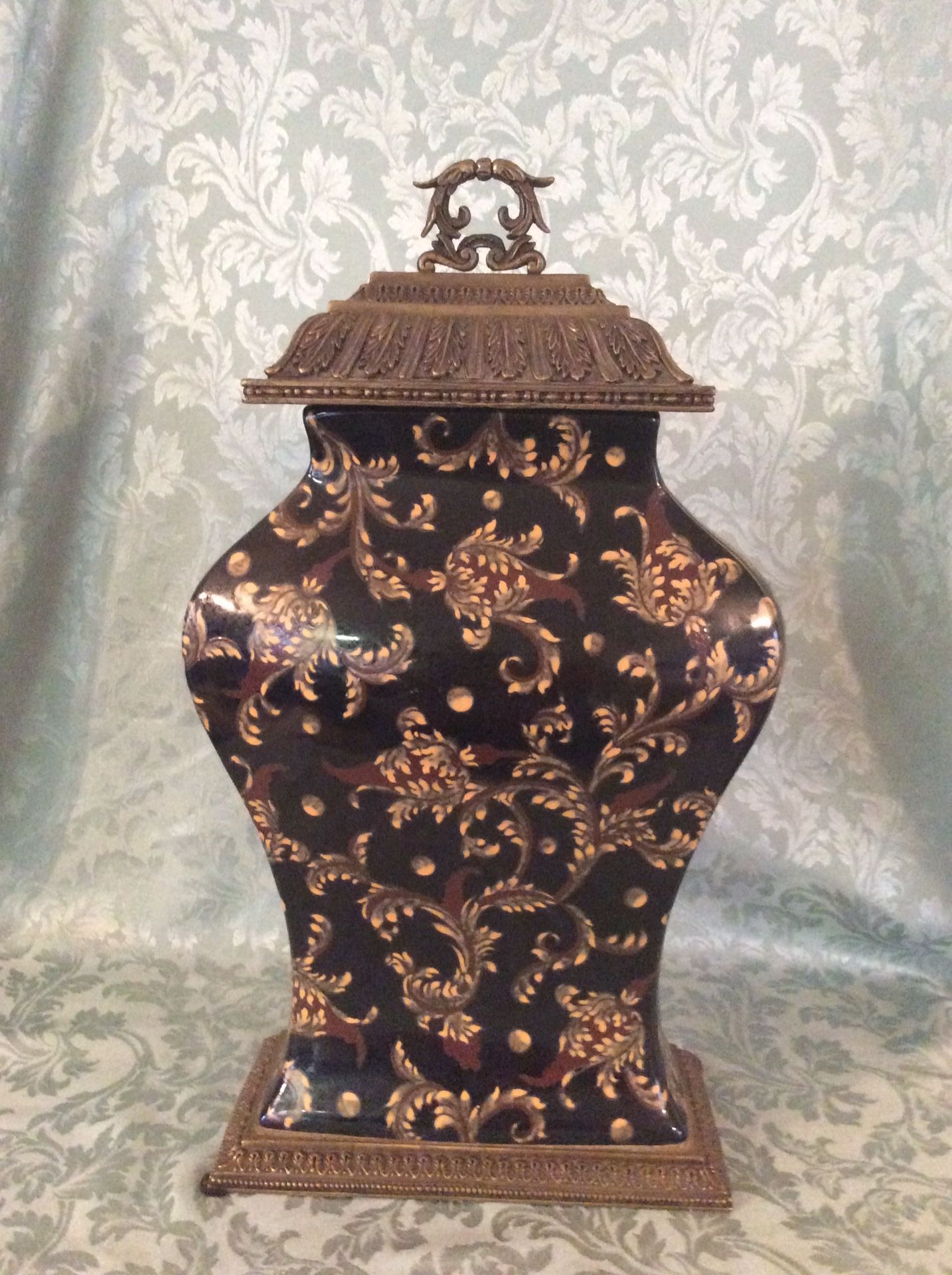 Exquisite Chinese Porcelain And Brass Vase