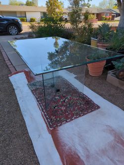 Vintage Beveled Glass Dining Room Table 