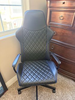 Black Gaming Chair with Blue Trim