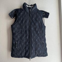 HORNY TOAD & Co Women Hooded Quilted Puffer Vest Zip Black Size Small