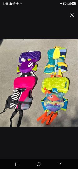 (5) Life Jackets Under 30 Lbs. Coast Guard Approved, $25 Each