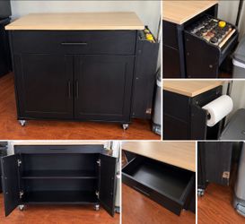 Rolling Kitchen Island Cart with Storage