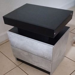 Wrought Iron Light Gray Wood Nightstand