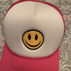 Pink Smiley Face Trucker Hat