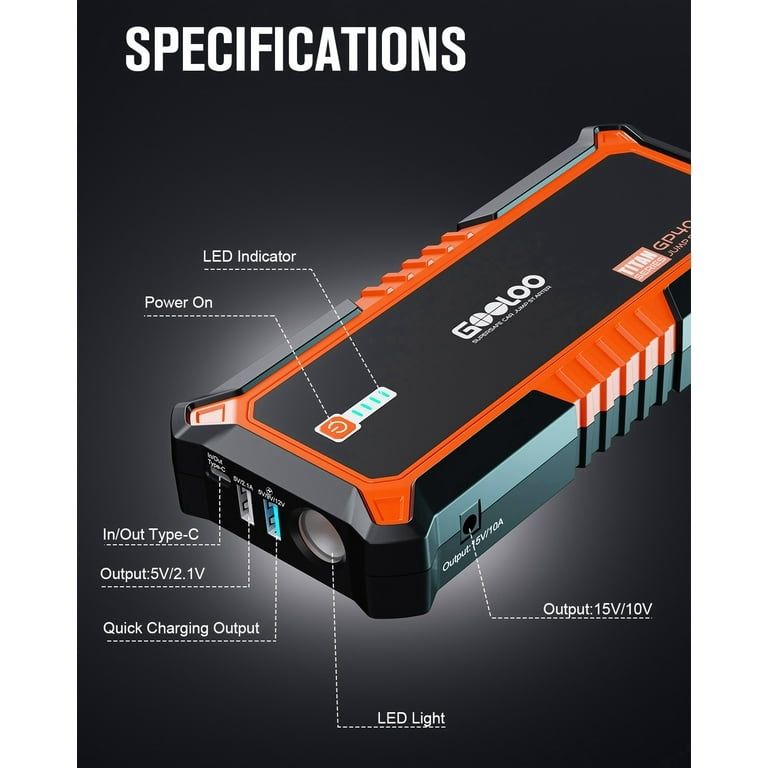 car booster box Amazon.com: EcoNour 2500A Portable Car Jump Starter 12V Battery Booster Pack Up to 8.5L Gas & 6L Diesel Engines Heavy-Duty Jump Box with Smart Jumper Cables, USB Charger, LED Flashlight