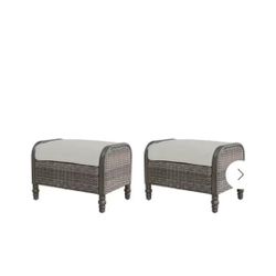 Hampton Bay Wicker Ottomans (Set Of 2)