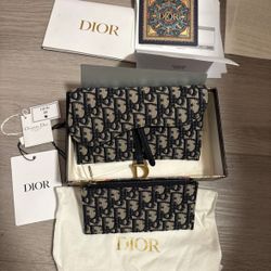 Dior Saddle wallet-pouch with chain 100% Authentic with limited edition box