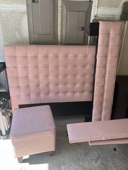 Full Size Pink Faux Leather Bed