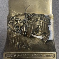 VTG Wells Fargo Overland Stage Brass Bookend Set 