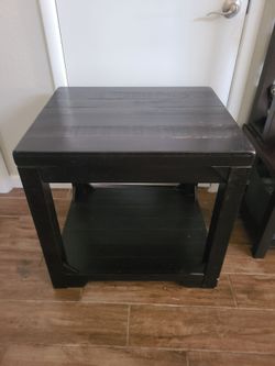 Dark Wood End Table with Bottom Shelf