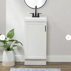 Penlee 17 in. Single Sink White Bath Vanity with White Cultured Marble Top (Assembled)