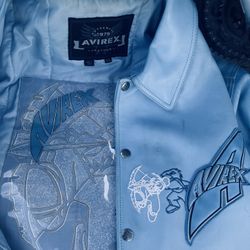 AUTHENTIC/VINTAGE Avirex Sky Boss Leather Bomber Jacket size 3XL/Baby Blue 100% Authentic! ASKING ONLY $90 OBO!