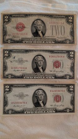 $2.00 red stamped bills