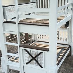 NEW CUSTOM MADE FARMHOUSE STYLE FULL OVER QUEEN BUNK BEDS 