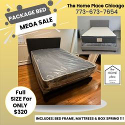 Comfy & Elegant Full Bed Frame 🚨 Includes Mattress & Box Spring for ONLY $319. Ready for Delivery Today 🚛