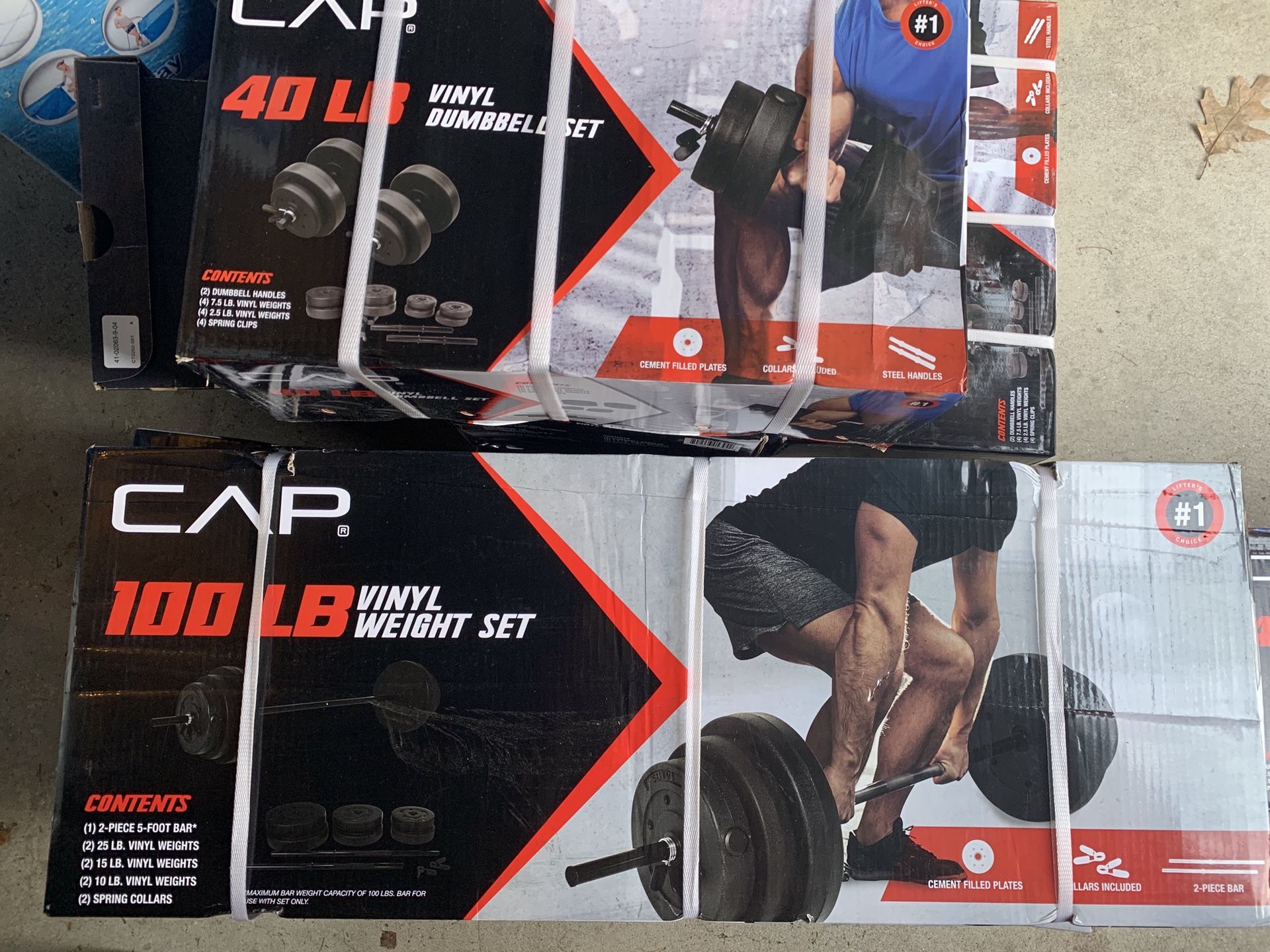 BRAND NEW Cap Adjustable Vinyl Sets! 40lb adjustable dumbbells set and 100lb adjustable barbell set!