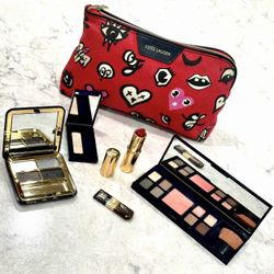 BUNDLE Estée Lauder Makeup And Bag + New Lipstick And Blush Brush *Please Read Description Below