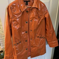 Marc Jacobs Orange Patent Leather Jacket