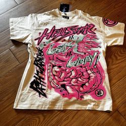 White And Pink Hellstar Shirt Size Medium 
