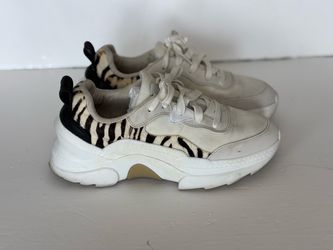 ZARA; white and black , Zebra accent sneakers size 36