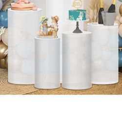 Lmaqfum Clear Cylinder Stands 5 pc  With golden covers