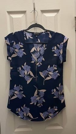 Express Floral Short Sleeve Blouse, Size XS