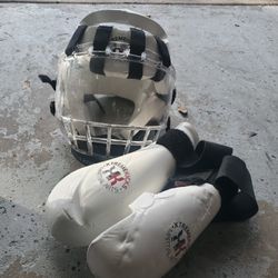 Martial Arts helmet, Faceshield and Gloves