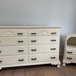 Vintage 1950s Solid Mahogany Dresser + Nightstand Set – Refinished