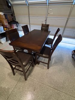 Solid Wood Dining Set with 6 Chairs