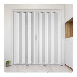 NeatiEase Accordion Door 72x80, Portable Interior PVC Folding Door, Bifold Closet Doors with Latch, Handle, Mounting Hardware 72"x80"