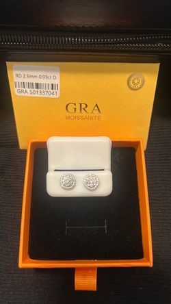 GRA Moissanite Round Stud Earrings 0.99ct D