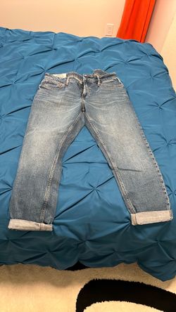 Light Wash Denim Jeans with Cuffed Hem
