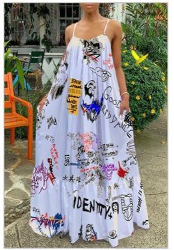 Ms. White Graffiti Sundress