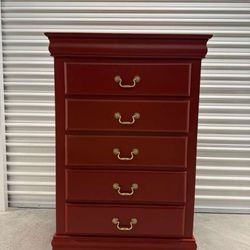 🚨Free Delivery NJ/NY Red Pepper Solid Wood Dresser - 5 Drawers