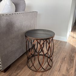 Distressed Metal Side Table 