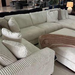 Lindyn Ivory Color Corduroy Sectional Couch Set 🌟 Extra Discount Code RSG 
🔥🔥 Mention OfferUp for this Special Price!!