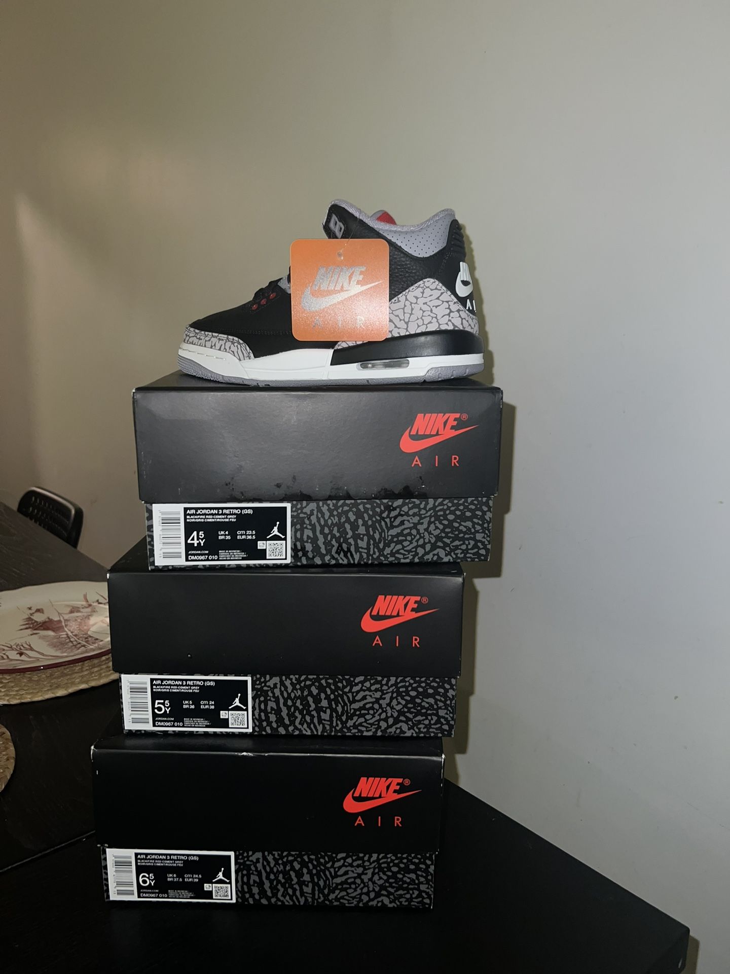 Black Cement 3’s Youth Sizes
