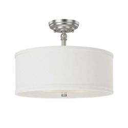 Capital Lighting 3923MN-480 Semi-Flush Mount with White Fabric Shades, Matte Nickel Finish