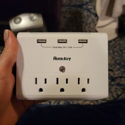 Large Wallmount 3 Outlets + 3 USB Ports Grounded
