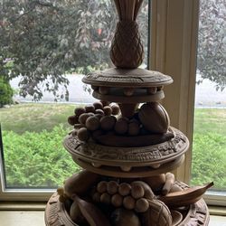 Vintage 3 Tier Hand Carved Lazy Susan