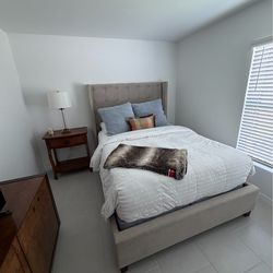 Queen size bed with night stand