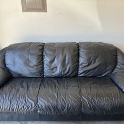 Solid Black Leather Couch