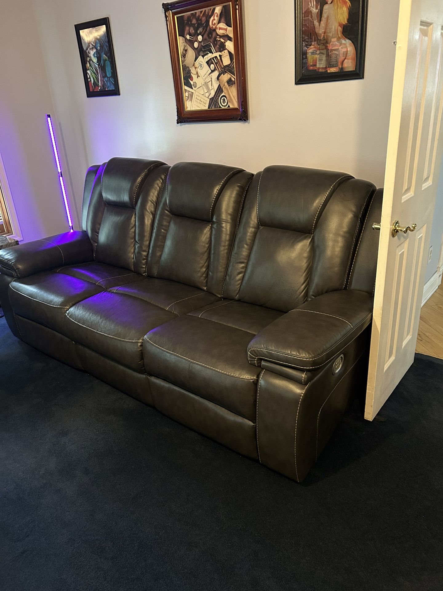 Grey Power Recliner Couch