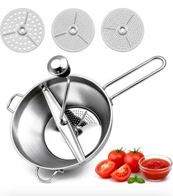 Stainless Steel Food Mill with 3 Interchangeable Discs