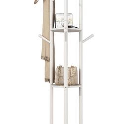 Rotary Coat Rack, Wooden Coat Rack Freestanding with 3 Shelves and 9 Hooks, Coat Tree, Sturdy and Easy Assembly Coat Rack Stand for Entryway,Hallway