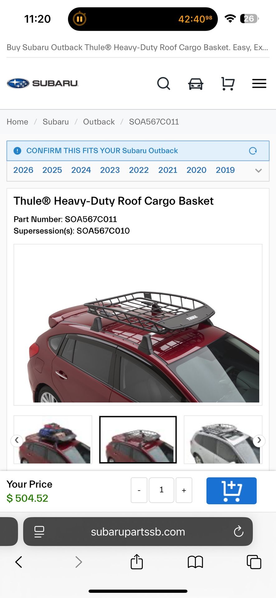 Thule Heavy Duty Roof Cargo Basket