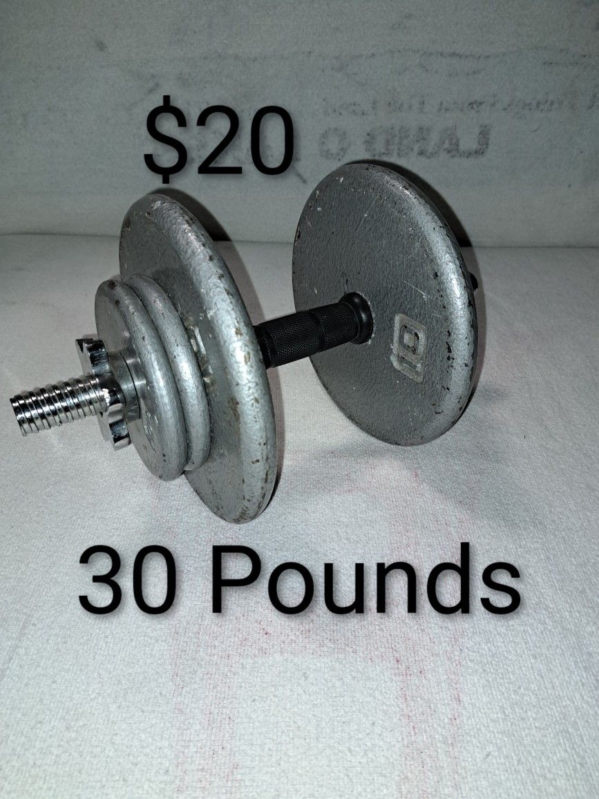 1 Dumbbell With Two 10Lbs Steel Weights, & Four 2.5Lbs Steel Weights