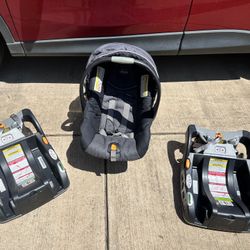 Chicco Infant Car seat and 2 Bases